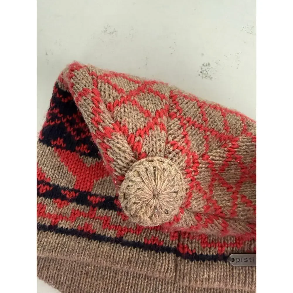 Pistil Mariko Winter Hat Fair Isle Tan Orange Wool Blend OS